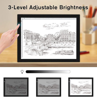 HUAYEYC B4 LED Copy Board Light Tracing Box, 3 Levels Adjustable Brightness Light Pad, for Tattoo Drawing, Streaming, Sketching, Animation, Stenciling, Vinyl Weeding, with 4Pcs Clip and Stand