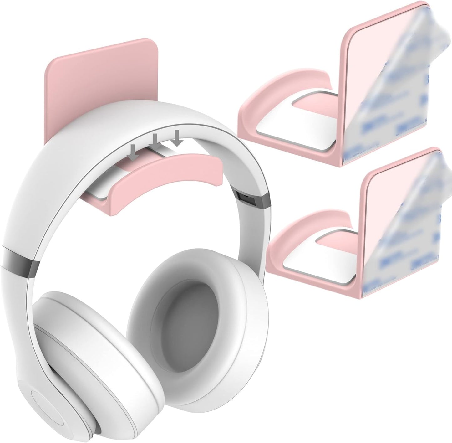 HomeMount Headphone Stand Headset Holder - Adhesive Gaming Headphone Hanger Hook Desk Mount for Most Headphone & Controller (White)