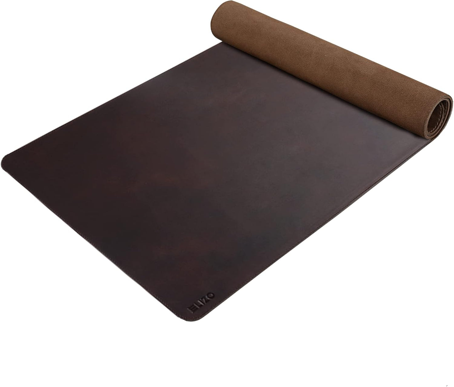 ELIZO Leather Desk Pad Real Leather Desk Mat Thick (3mm) Double Layer (31x15.6) Cover Blotter Desk Protector Large Computer Mat for Keyboard Mouse Pad Table Laptop Mat Office Accessories - Antique