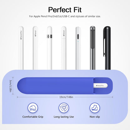 MoKo Pencil Case Holder, Adhesive Silicone Pencil Protected Sleeve Compatible with Apple Pencil Pro/ (USB-C)/ 1st/ 2nd Generation, Similarly Sized Styluses Accessories, Black