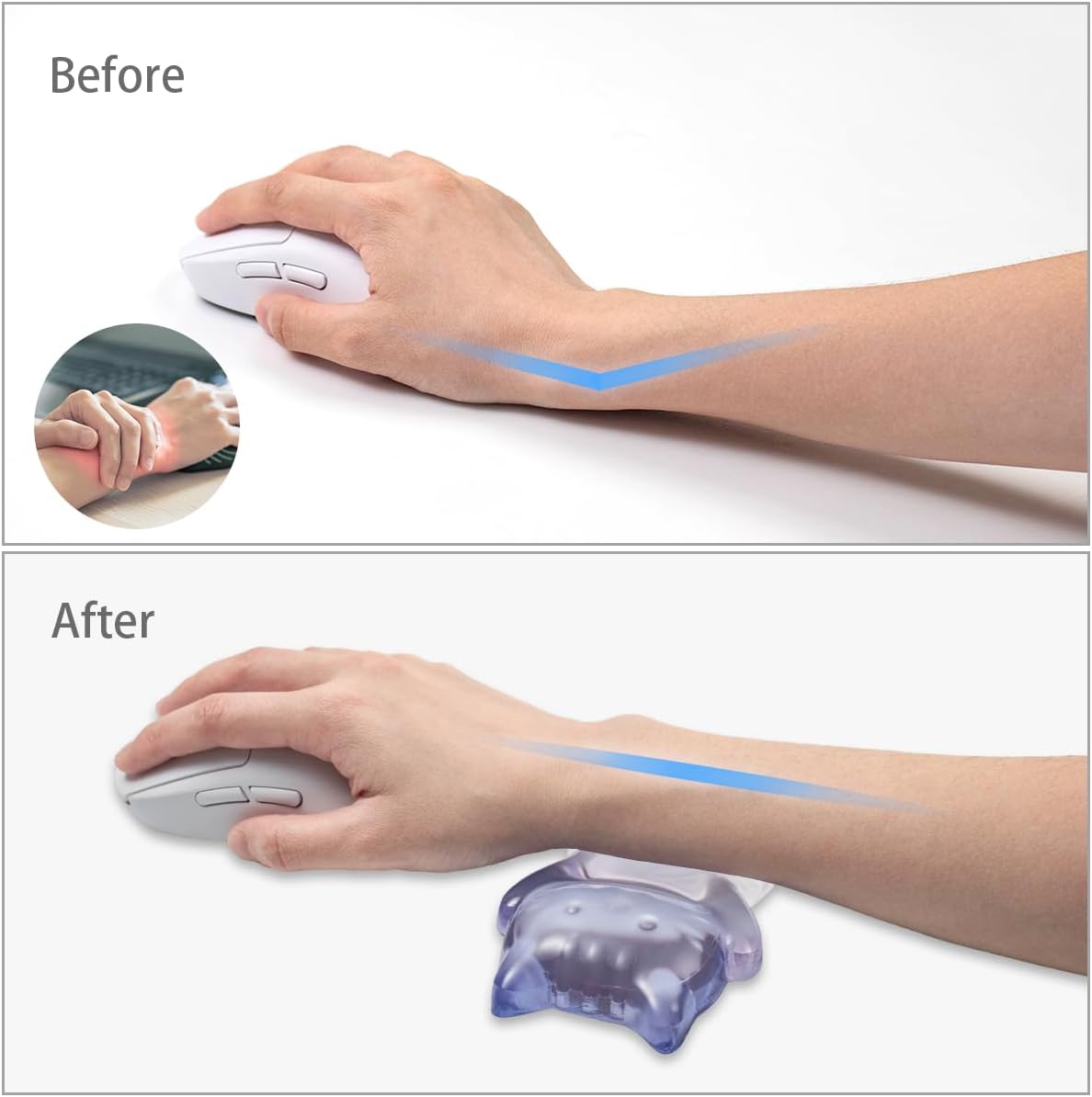 Ergonomic Gel Mouse Wrist Rest – Clear Cute Cat Mouse Wrist Rest, Comfort & Support for Typing and Gaming (Pink)