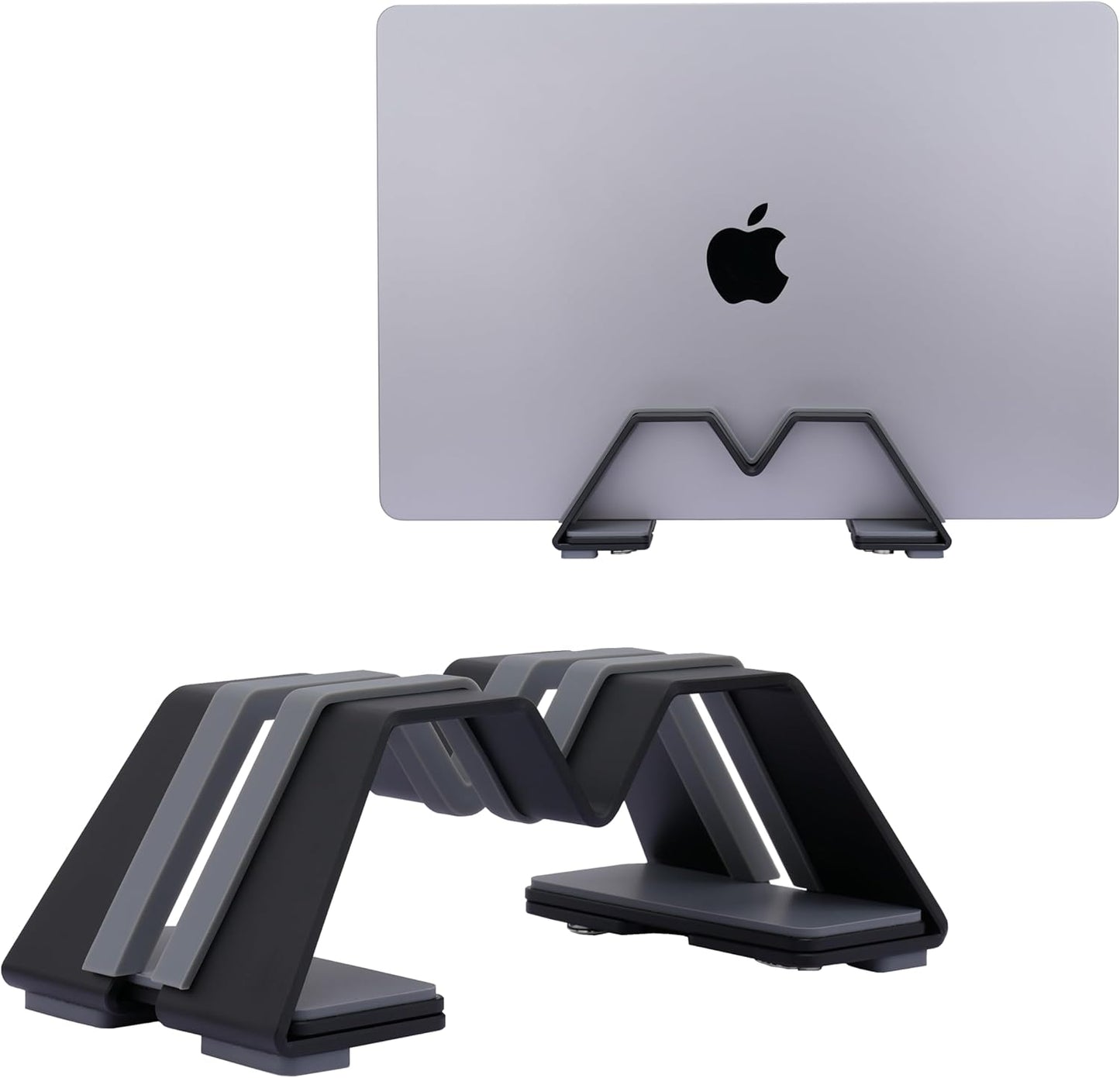 Adjustable Dual Vertical Laptop Stand - Supports 2 Devices Holder, Fit for All Laptops(10-30mm Thickness) - Fashion Design, Adjustable Width, Anti-Slip & Scratch-Resistant, Patented Design