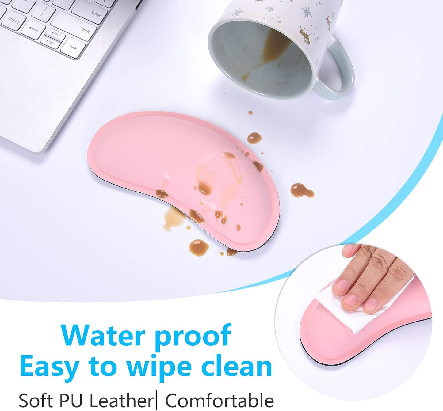 Dapesuom Mouse Wrist Rest, Ergonomic Memory Foam Mouse Wrist for Computer Desk Mats Support, PU Leather Hand Rest Pad Cushion for Gaming, Laptop, Men, Women, Pain Relief & Easy Typing, Black