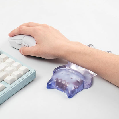 Ergonomic Gel Mouse Wrist Rest – Clear Cute Cat Mouse Wrist Rest, Comfort & Support for Typing and Gaming (Pink)