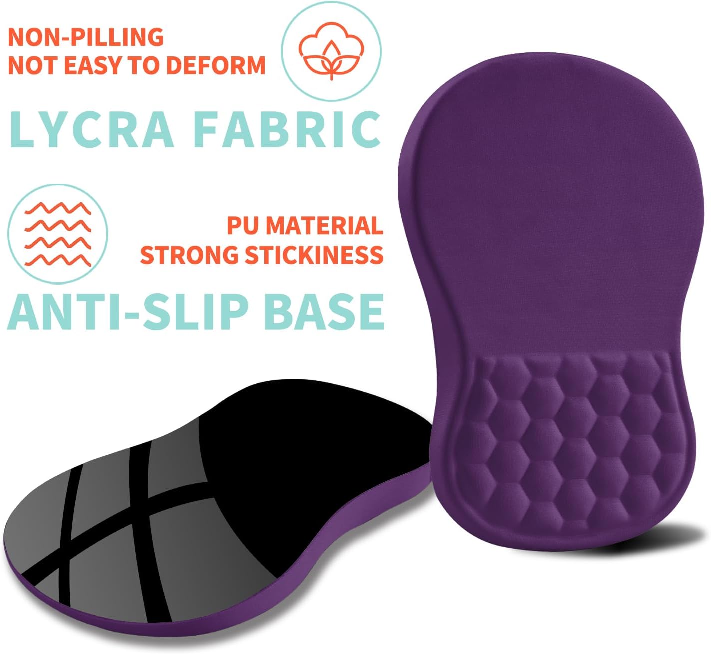 Ergonomic Mouse Pad Wrist Support with Memory Foam Massage Bulge, Carpal Tunnel Pain Relief Mousepad Wrist Rest for Mouse(12x8 inch, Silver Gray Light Purple)