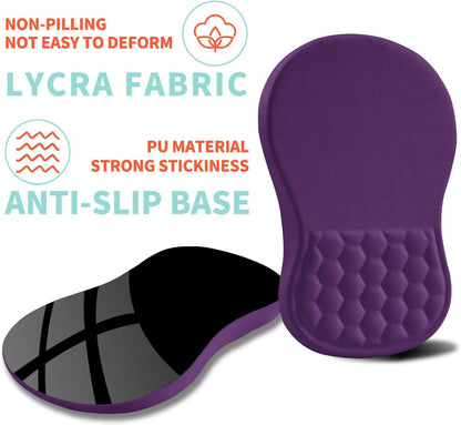Ergonomic Mouse Pad Wrist Support with Memory Foam Massage Bulge, Carpal Tunnel Pain Relief Mousepad Wrist Rest for Mouse(12x8 inch, Silver Gray Light Purple)