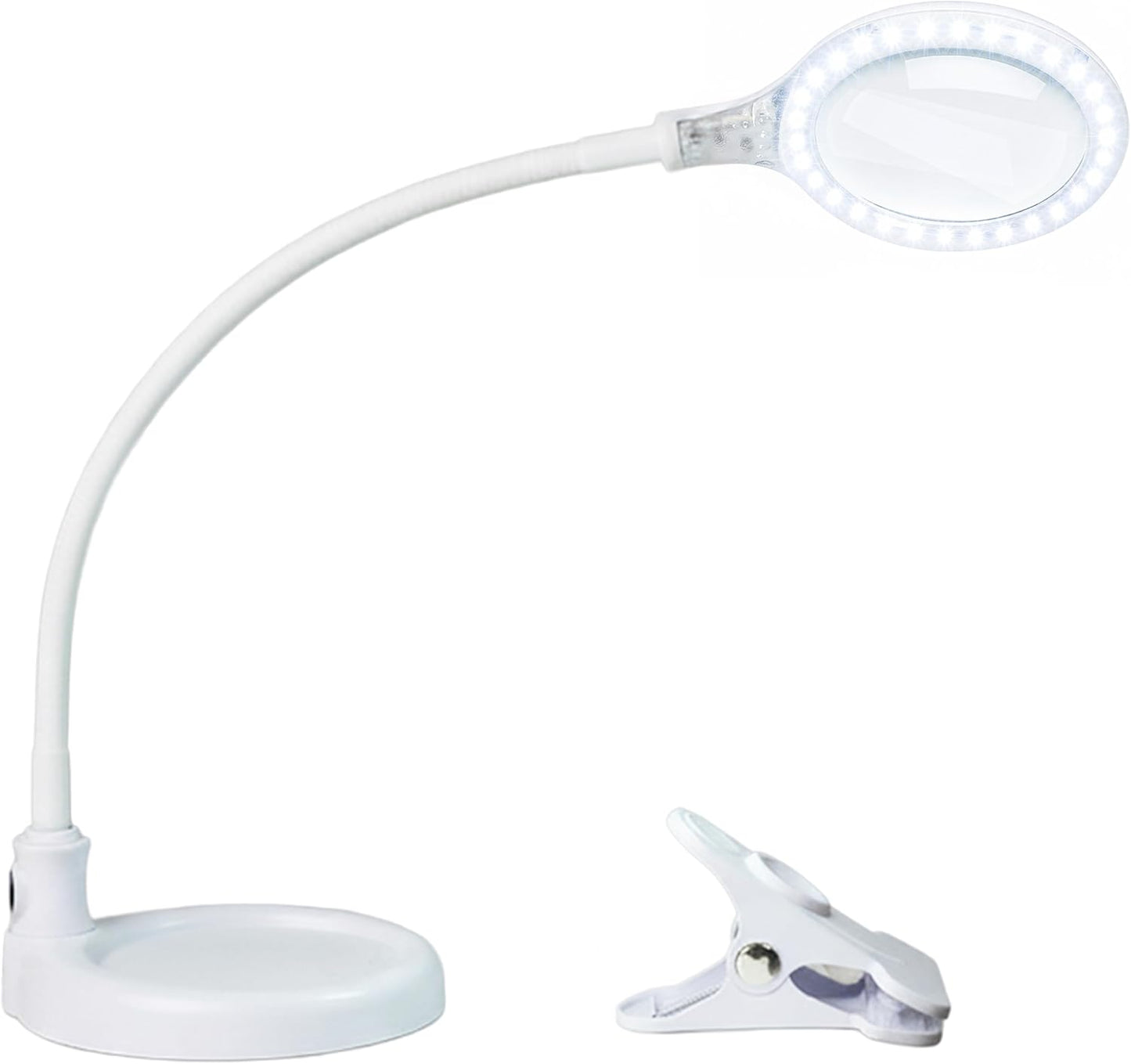Brightech LightView Pro Flex 2 in 1 Magnifying Desk Lamp, 2.25x Light Magnifier, Adjustable Gooseneck Magnifying Glass with Light for Crafts, Reading, Close Work