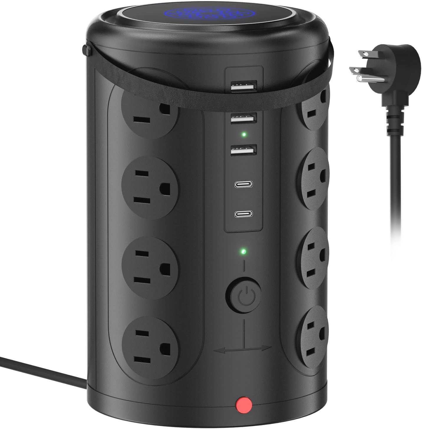 Tower Power Strip Surge Protector with 16 Outlets and 5 USB Ports (2 USB-C), 6FT Extension Cord with Multiple Outlets,Heavy Duty Charging Station,Home Office Dorm Room Essentials. No Wireless Charging