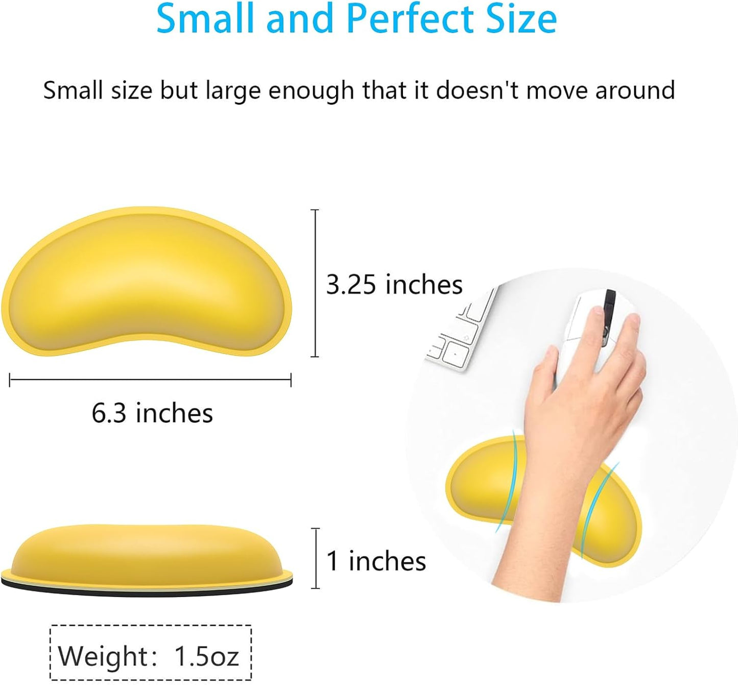 Dapesuom Mouse Wrist Rest, Ergonomic Memory Foam Mouse Wrist for Computer Desk Mats Support, PU Leather Hand Rest Pad Cushion for Gaming, Laptop, Men, Women, Pain Relief & Easy Typing, Black