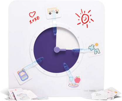 TIME TIMER Visual Schedule Package - 8-inch 60 Minute Visual Routine Timer with Dry Erase Board, PECS Cards, and Whiteboard Marker - for Kids Desk, Classroom, Home, and Routines (Orange)