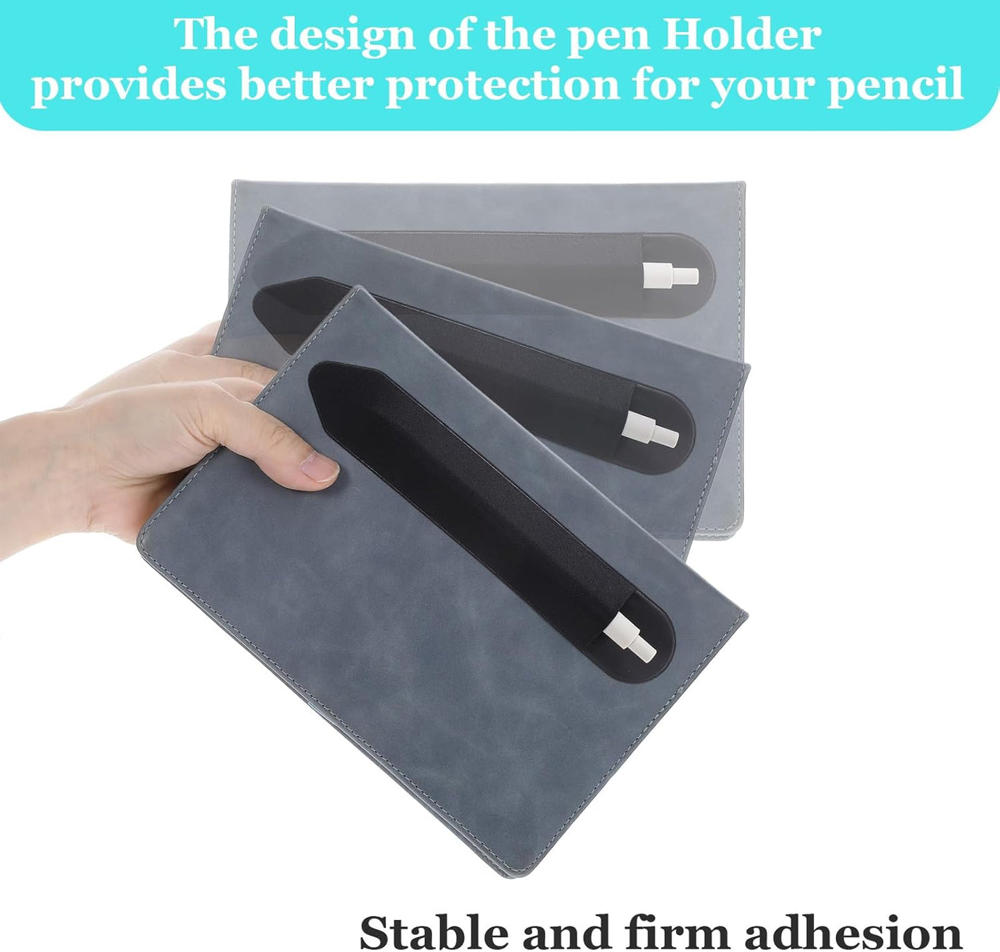 4PCS Universal Stylus Holder,Tablet Pen Cover,Elastic Cover for Stylus Pen,Self-Adhesive Pen Holder - Black,Pink,Gray,Blue