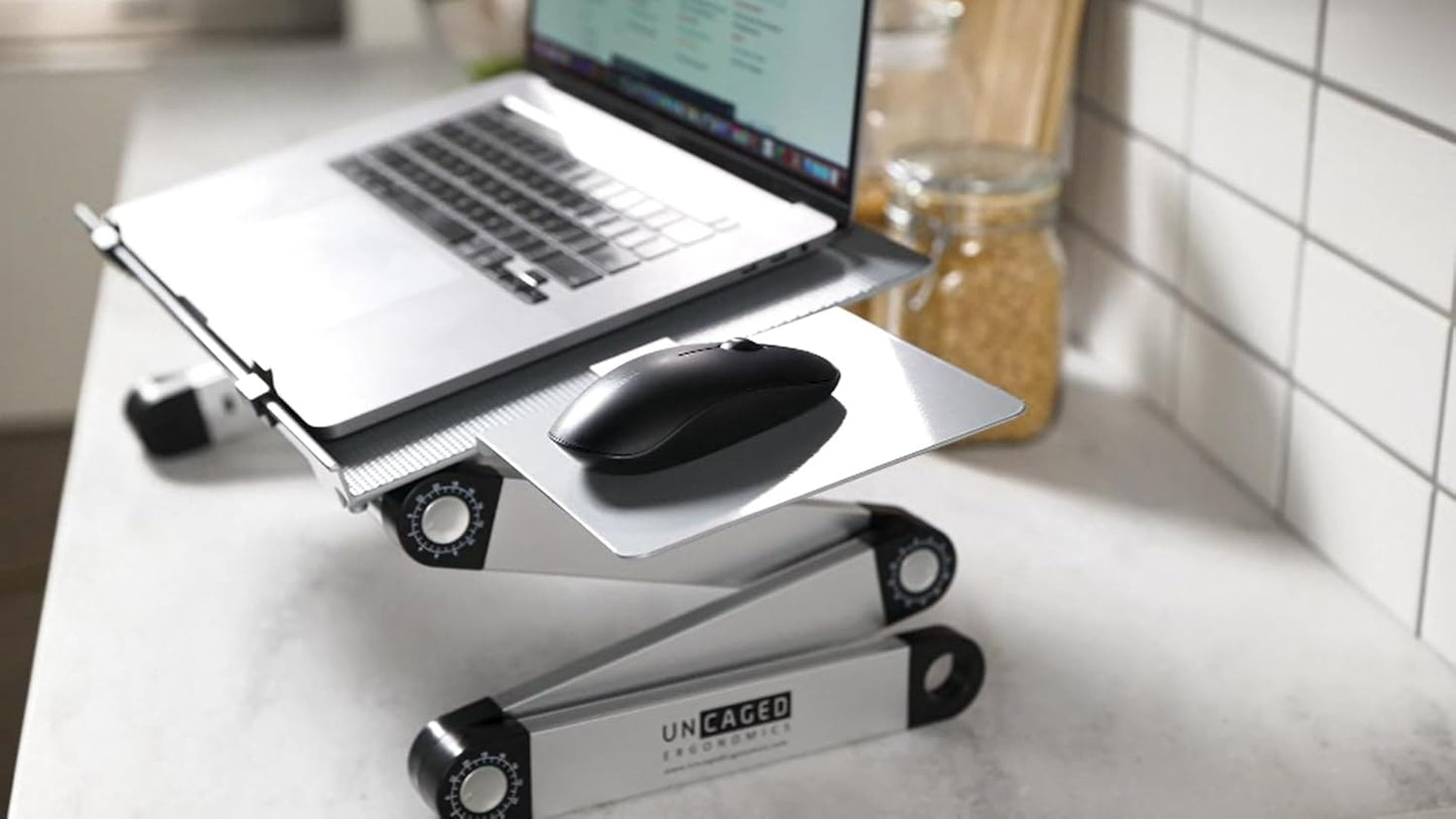 WorkEZ Adjustable Laptop Stand for Desk, Portable Laptop Stand Adjustable Height, Foldable Cooling Computer Holder Riser for Desk, Black