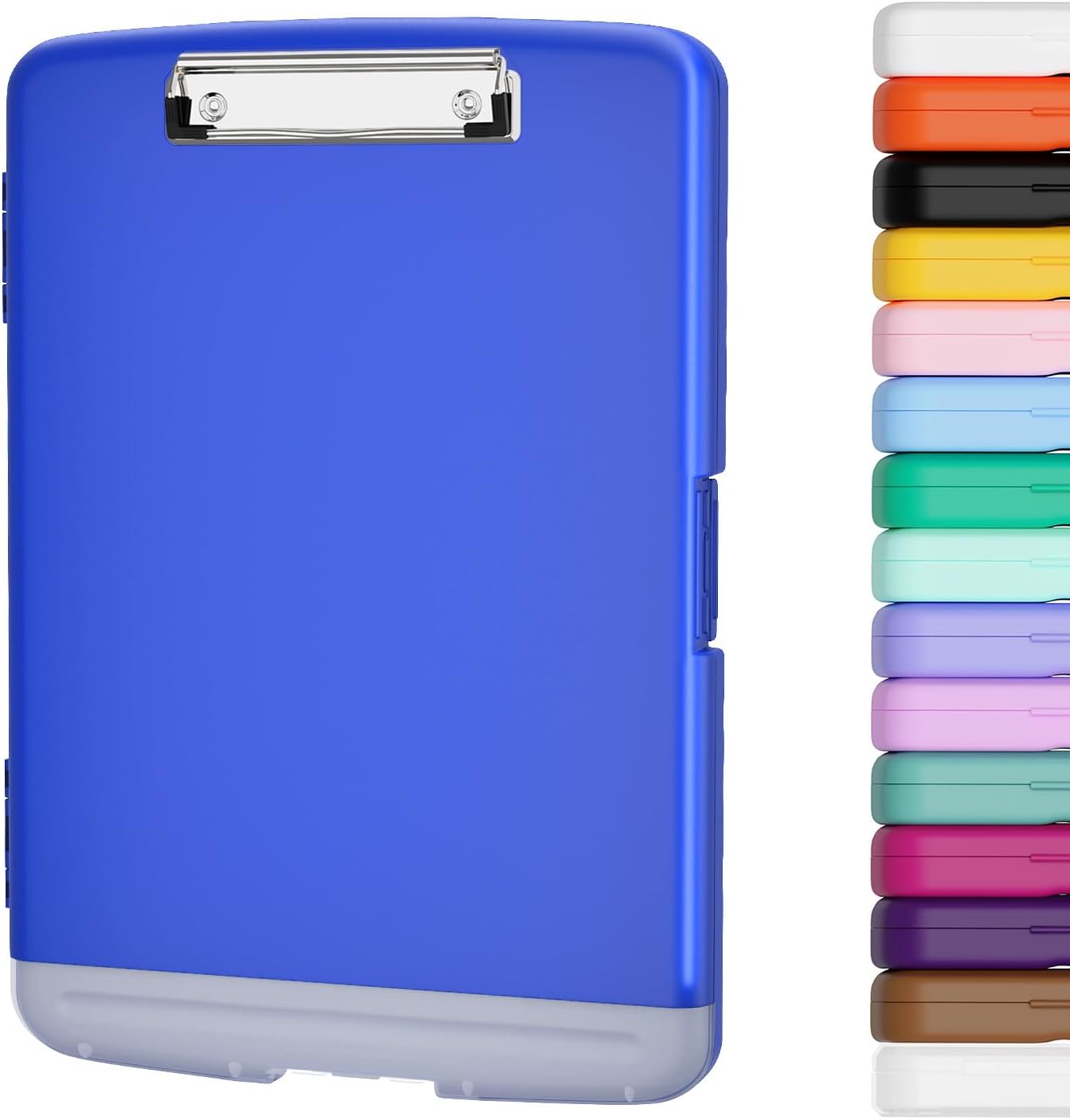 Piasoenc Clipboard with Storage, 8.5 x 11 Organization Box with Pen Holder and A4 Legal Paper Folder, Folio & Side-Opening, Low Profile Clip,for Nurses,Teachers, Size 14 x 9.6 x 1.2 in, Black