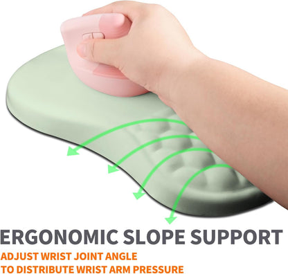Ergonomic Joint Wrist Support Mouse Pad with Memory Foam Cushion Massage Bump, Carpal Tunnel Pain Relief Mousepad Slope Design for Wrist Rest, 11.8x7.9 in, Black