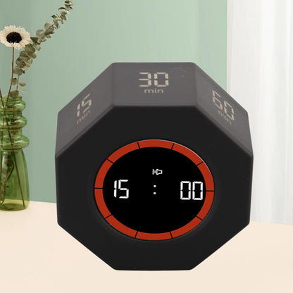 Fabater Pomodoro Timer, Hexagon Flip Timer, Desk Productivity Cube Timers with 1 3 5 15 30 60 90 Minute Presets, Time Management for Classroom Cooking Studying Working (Black)