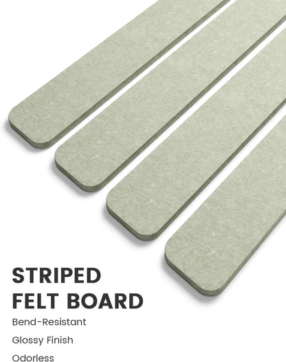 Fluxynara Cork Board Alternative Felt Strip Board 8-Pack 13"x2", Office Pin Board with 50 Push Pins, Adhesive Install for Bedroom Door & Home Office(Linen Dusk)