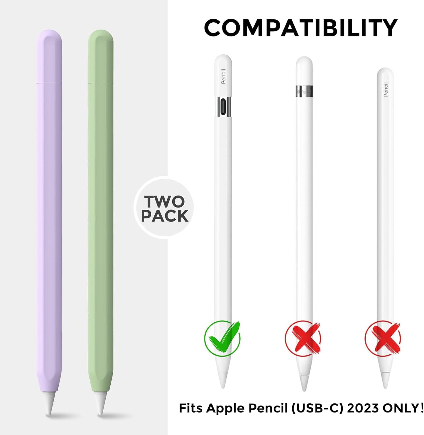 AhaStyle Silicone Case for Apple Pencil (USB-C) 2023 Ultra Thin Proteative Cover Skin Apple Pencil Sleeve Anti-Slip Grip Compatible with Apple Pencil USB C (Lavender)