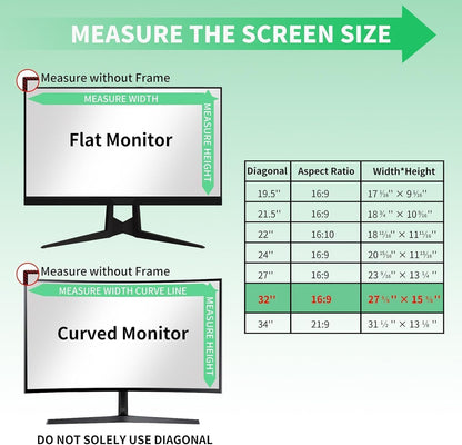 2 Pack- 27 Inch Curved Computer Privacy Screen Filter for 16:9 Widescreen Computer Screen Protector Computer Screen Privacy Shield Anti Glare and Blue Light