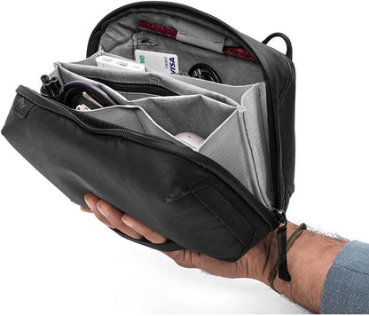 Peak Design Small Tech Pouch, Black, Electronics Organizer for Travel or Everyday Carry, Origami-Style Storage, Cable Pass-Through, Weatherproof Recycled Nylon, Gear Carry Bag for Men and Women