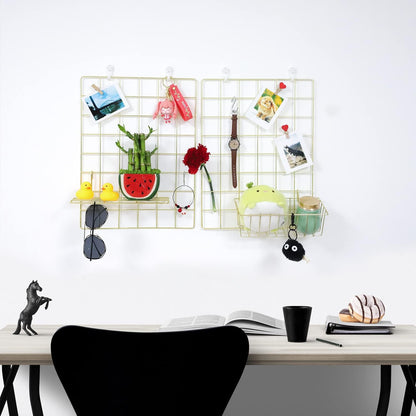 Wall Grid 2 Pack Wire Photo Grid Panels Black Memo Board Wall Organizer (black)