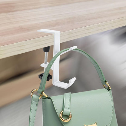 Desk Mount Bag Holder Hook Clamp-On Backpack Hanger Portable Desk Mount Headphones Holder Reduce Desk Clutter for Table Desk, Under Counter (Black)