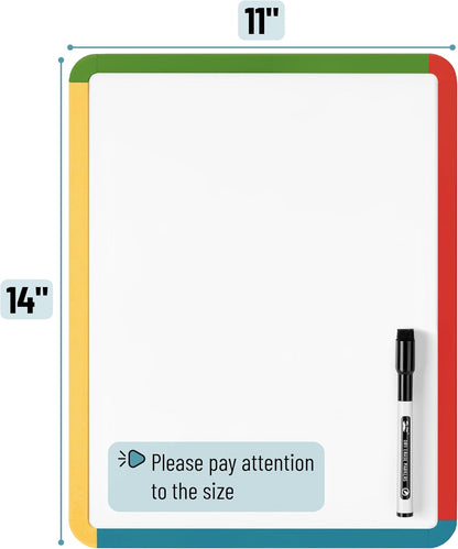 Mr. Pen- Dry Erase Board, 14” x 11” with a Black Dry Erase Marker, White Frame, Small Mini White Board for Students, Fridge, Wall, Locker, Includes Double Sided Tapes