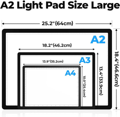 Heanolier A4 LED Copy Board Light Tracing Box,Super Bright Magnetic Light pad with Side physical Buttons,Adjustable Corded Light Table for Tattoo Transferring,Drawing, Light Board for Diamond Painting