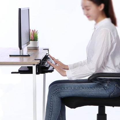 Under Desk Tray No Drill, Slide Out Keyboard Tray Under Desk, Keyboard Slide ut Tray, Clip on Keyboard Tray Under Desk, No Need to Punch Holes, Mouse Tray(Black,52 * 25cm)