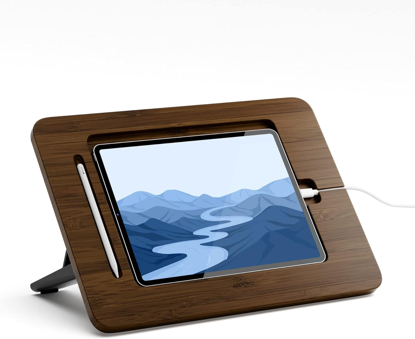 AFOOYO Bamboo Tablet Drawing Stand - Portable & Adjustable 5 Angles,Laptop Stands Riser, Book Reading Stand,Compatible with 9.7/10.2/10.5/10.9/11 inches