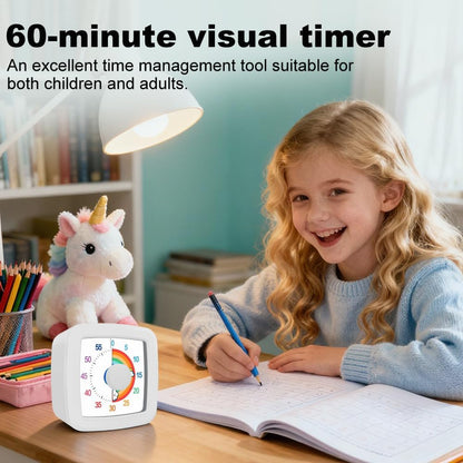 Visual Timer for Kids & Adults, 60 Minute Rainbow Countdown Timer, Time Management Tool for Classroom, Home, Kitchen, Office, School