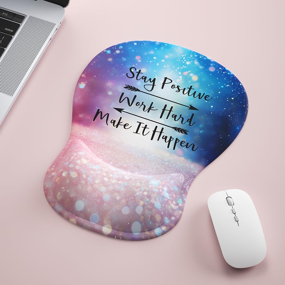 Ergonomic Mouse Pad with Wrist Rest,Cute Gel Mousepad Wrist Support - Small Mini Portable for Travel Mouse Pads for Desk Laptop,Computer,Office & Home Decor (Pink&Light Pink)