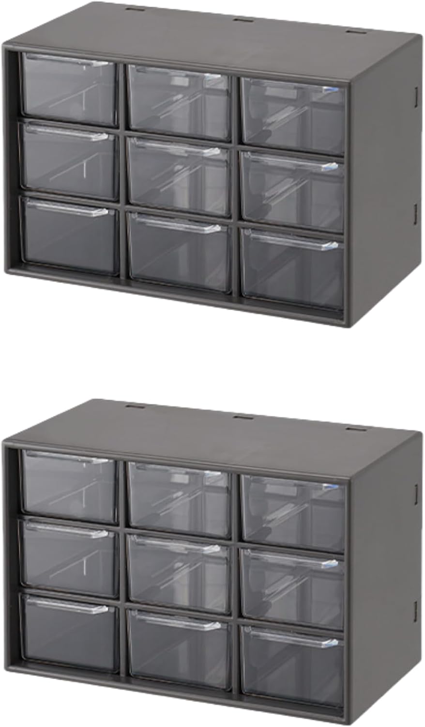 Feadily 2PCS Small Drawer Organizer for Desk, Desktop Drawer Organizer with 9 Clear Drawers, Plastic Desktop Storage Drawers 7.1 Inch x 3 .9 Inch x 4.7 Inch, White