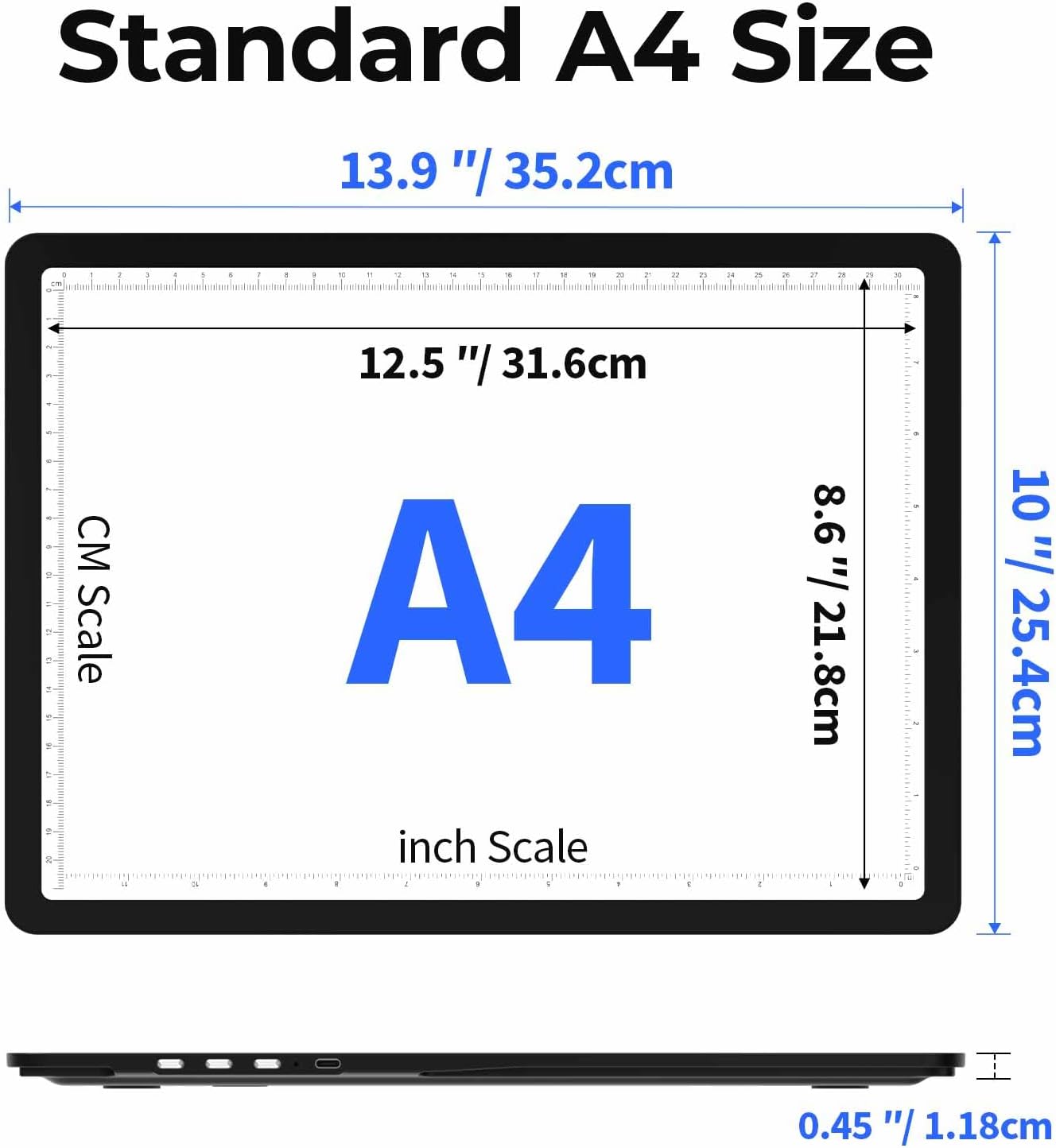 Heanolier Rechargeable A4 Light Board with Stand, 7100Lux Super Bright Magnetic Light Pad with Side Buttons, Wireless Light Box for Tracing, LED Light Table for Diamond Painting,Sketching,Drawing