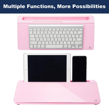 TSJ OFFICE Small Desktop Whiteboard -Glass Dry Erase Board Computer Keyboard Stand White Board Surface Pad with Drawer, Desk Organizers with Accessories for Office, Home, School Supplies - White