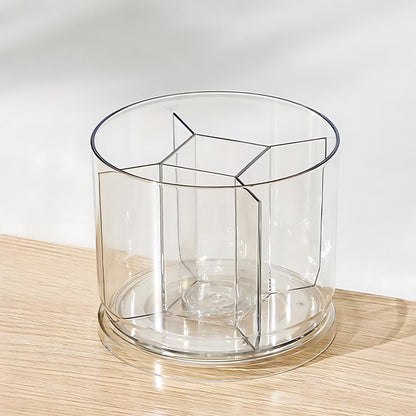 360 Degree Rotating Desk Organizer, Dual-Purpose Pencil Pen Holder, Rotating Desk Pen Organizer with 5 Compartments, Marker Caddy Pencil Cup for Office, Home, School (Clear)