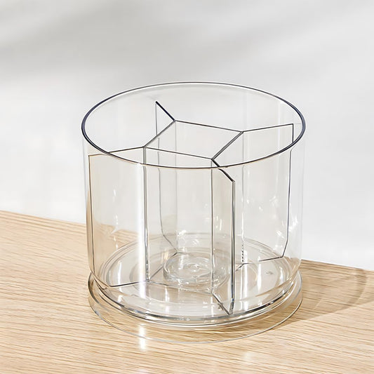 360 Degree Rotating Desk Organizer, Dual-Purpose Pencil Pen Holder, Rotating Desk Pen Organizer with 5 Compartments, Marker Caddy Pencil Cup for Office, Home, School (Clear)