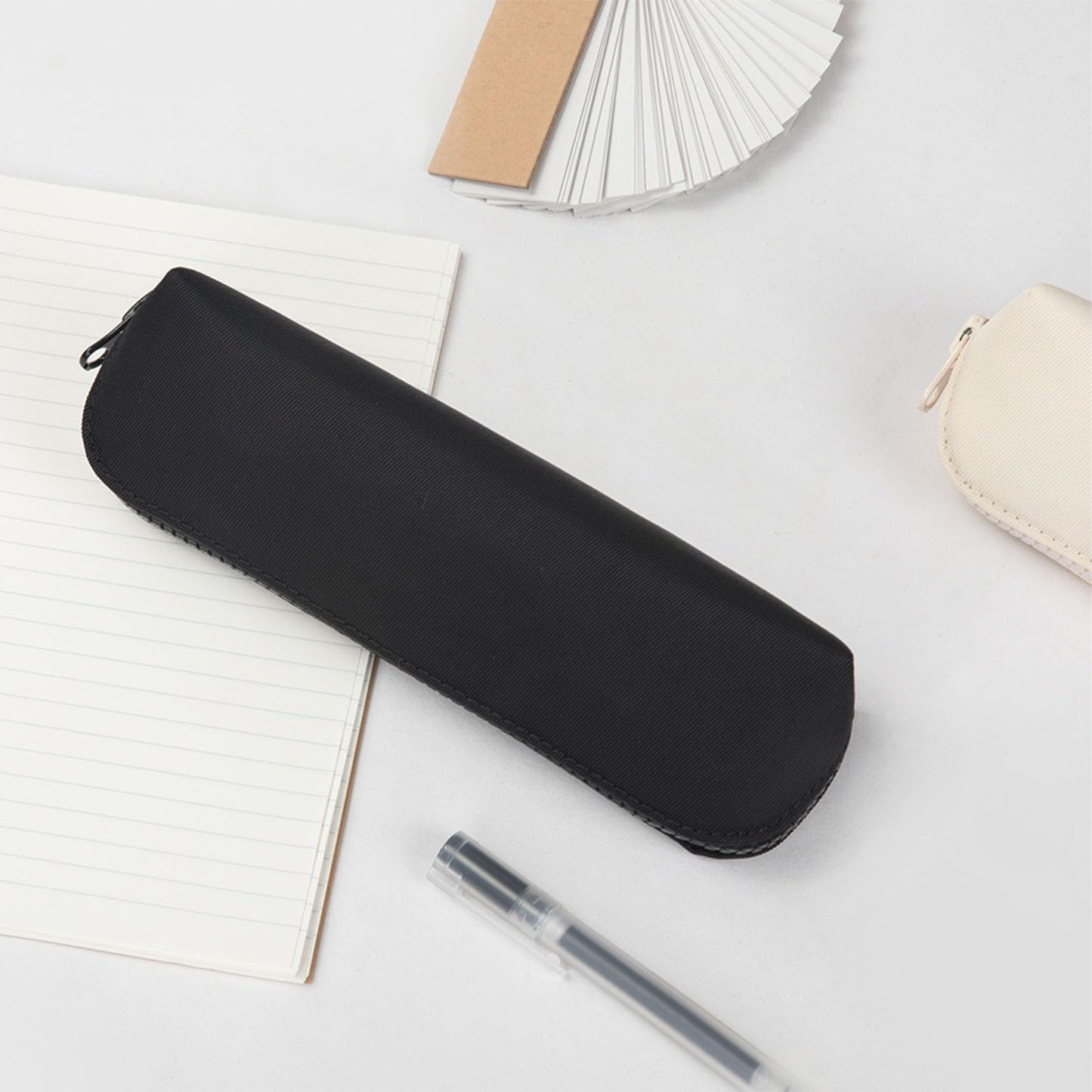 Canvas Pencil Case Cotton Canvas and Simple Multifunctional Pencil Bag Zipper Portable Storage (Black)