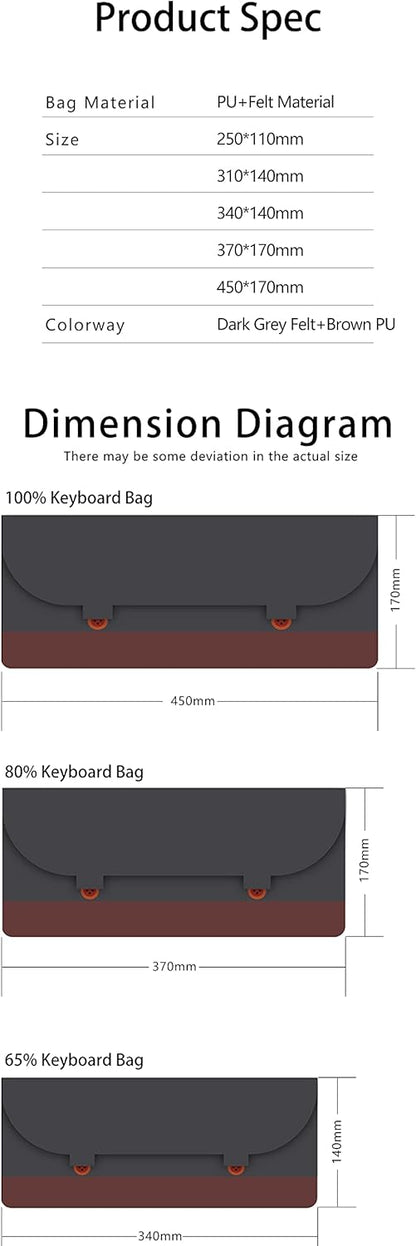 KPREPUBLIC PU Felt Keyboard Carrying case Bag for planck 40% 60% 80% 100% gh60 xd64 tada68 87 tkl 104 Ansi bm60 bm65 bm68 Poker (PU Felt Bag for 40% x1)