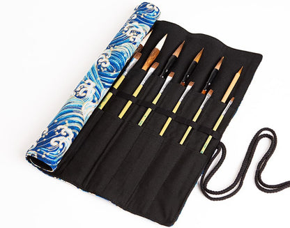 Funny live Paint Brush Holder Art Supplies, Artist Brush Holder & Art Supply Storage Organizer Roll-Up Case Bag, Protect Acrylic Oil Watercolor Paintbrushes (Peony-20 Slot Pockets)
