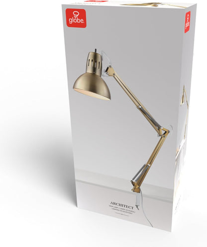 Globe Electric 12641 Architect 32" Swing-Arm Clamp-On Lamp, Black Architect, Finish, LED Bulb Included