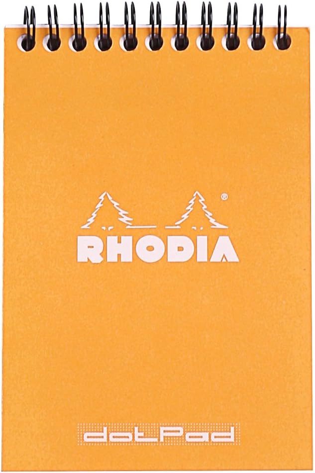 Rhodia #16 Wirebound Notepad 5.8" x 8.3" Dot Pad, Orange Cover