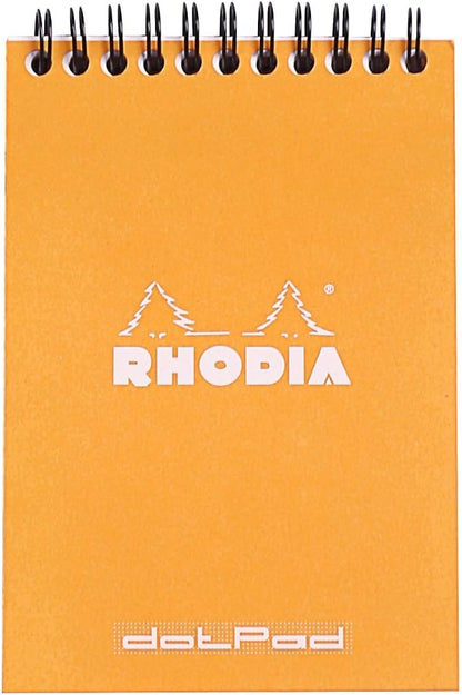 Rhodia #16 Wirebound Notepad 5.8" x 8.3" Dot Pad, Orange Cover