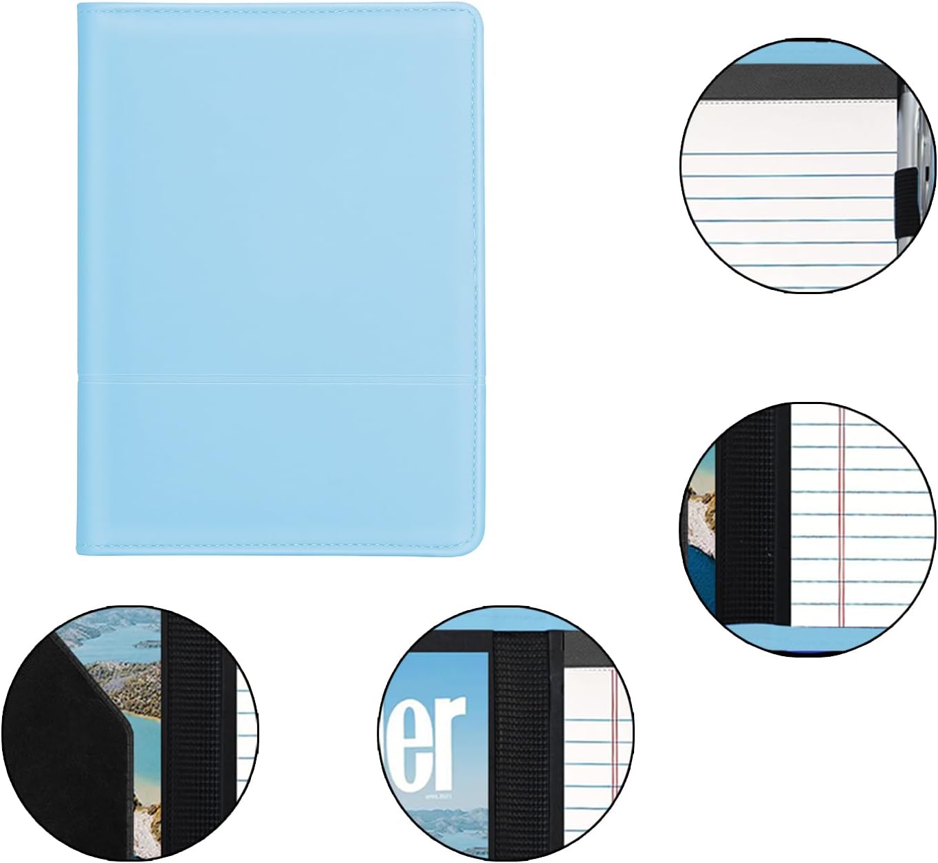 Padfolio/Portfolio Binder, Mini Padfolio Portfolio Binder 5 x 8 Legal Writing Pad, A5 Document Organizer Folder for Men Women, Black