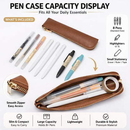 Canvas Pencil Case Small Pencil Pouch Slim Lightweight Pen Case Holder Cute Zipper Bag for School Office