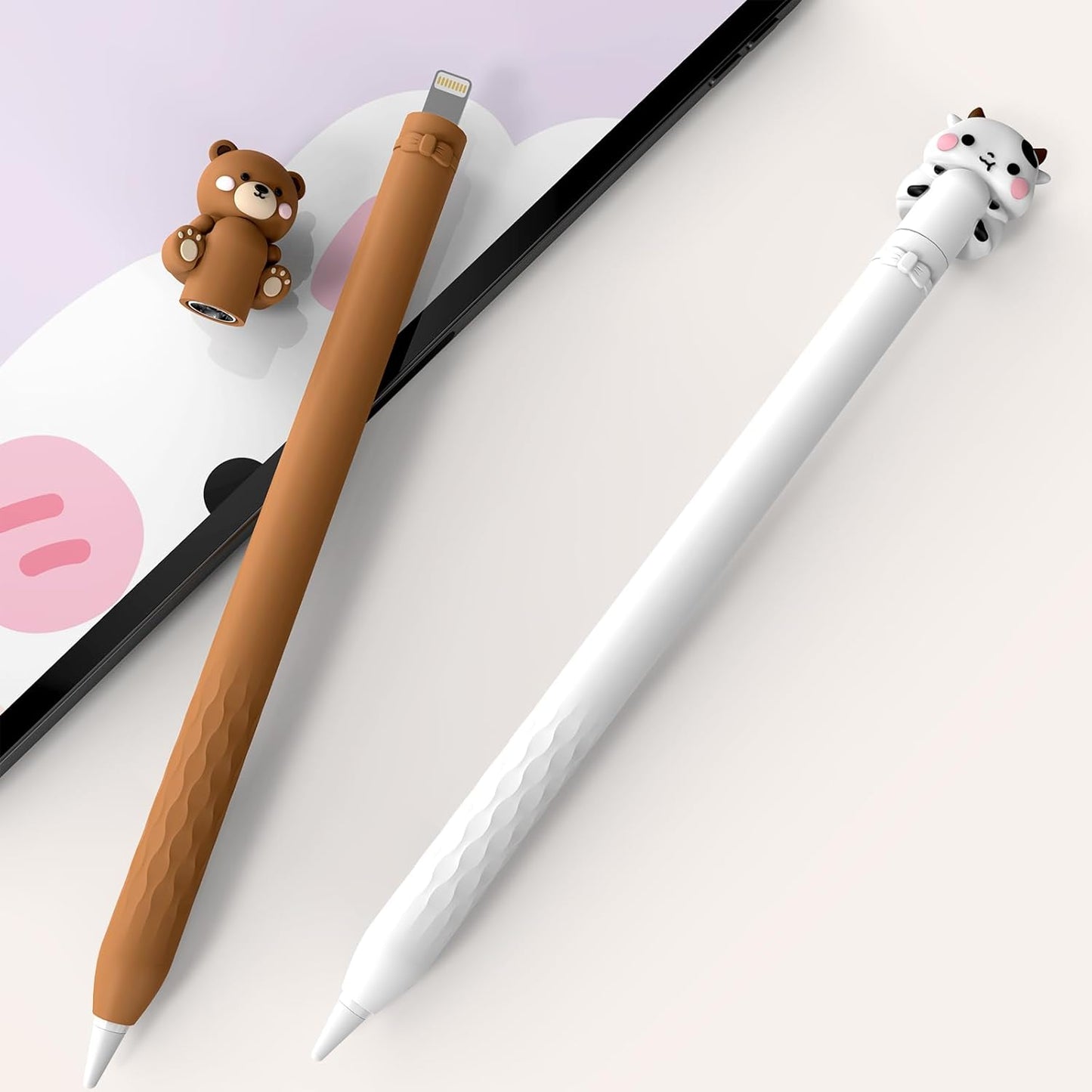 NIUTRENDZ Cute Bear Apple Pencil Case for Apple Pencil 2nd Generation Case Silicone Protective Cover Sleeve Skin Accessories (Brown, Apple Pencil 2nd Generation)