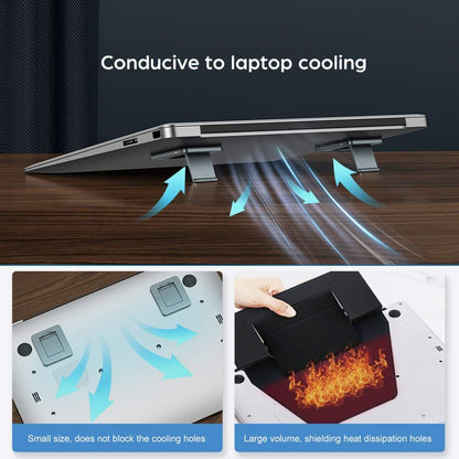 OATSBASF Mini Laptop Stand, Retractable Computer Stand, Portable Notebook Holder, Foldable Invisible Design Cooling Office Universal Non Slip, for MacBook Pro Air iPad Pro Air Surface Tablets (Silver)