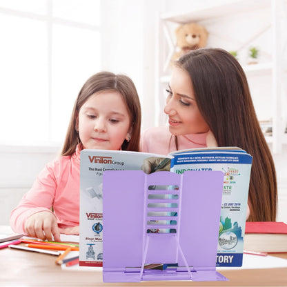 Honagu Book Stand Metal Desk Book Holder, Book Holders for Reading Hands Free, Adjustable Cookbook Documents Holder, Portable Bookstand for Music Books, Textbook, Recipe, Tablet, Ipad (Black)