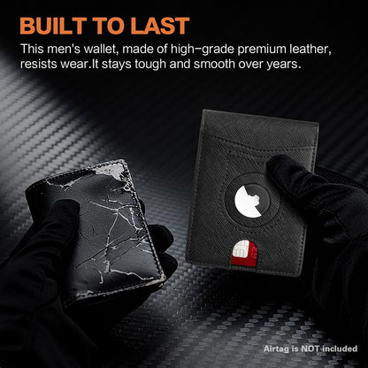 Wallet for Men Slim RFID Blocking Bifold Carbon Fiber,Minimalist Small Compact Front Pocket Credit Card Holder,Thin Mens Leather Wallets Smart Security With 2 ID Windows 1 Cash,Birthday Gifts for Men