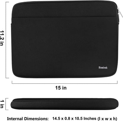 Laptop Case Sleeve 15.6 inch, Shockproof Protective Notebook Case with Accessory Pocket, Briefcase Carrying Laptop Cover for 15.6" HP, ASUS, Dell, Lenovo, Acer, Black