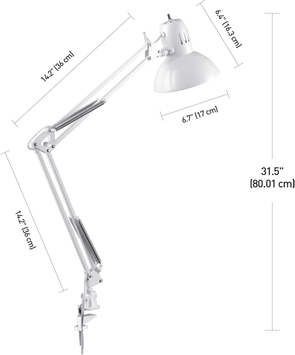 Globe Electric 12641 Architect 32" Swing-Arm Clamp-On Lamp, Black Architect, Finish, LED Bulb Included